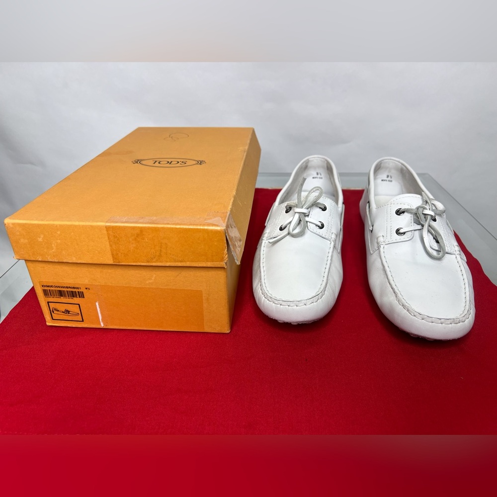 Tod’s white Leather Slip On Driver Loafers Tods Driving Shoe